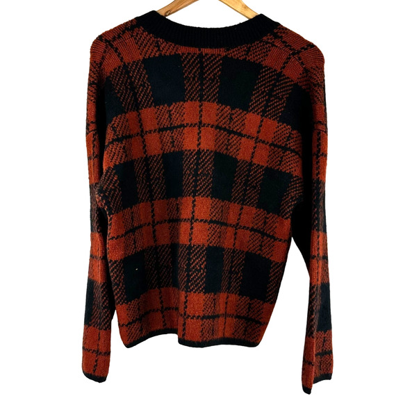 Rails Colleen Rust Black Plaid Sweater V-Neck Women's Size Medium New With Tags - Picture 4 of 10